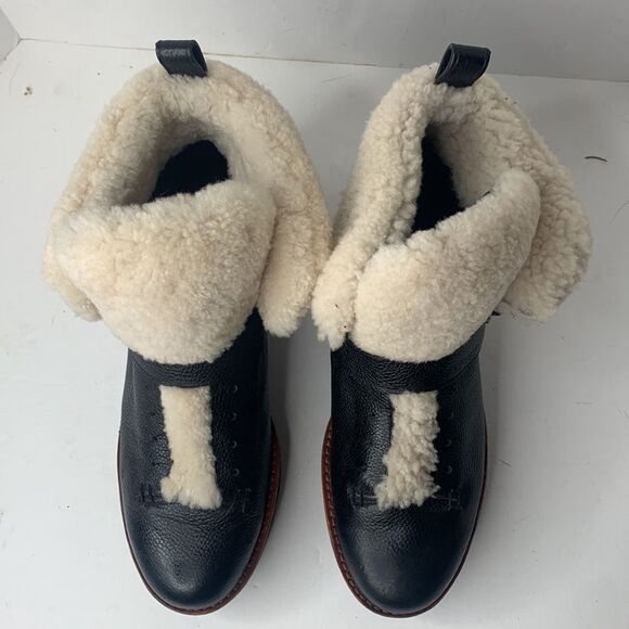 Coach Urban Hiker black leather shearling lined hiker ankle boots - Picture 7 of 9